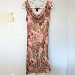 Vintage 90s /Y2K Rose and Sequin Bias Slip Dress